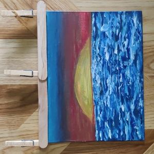 Authentic Hand painted acrylic Sunset Water 8X10